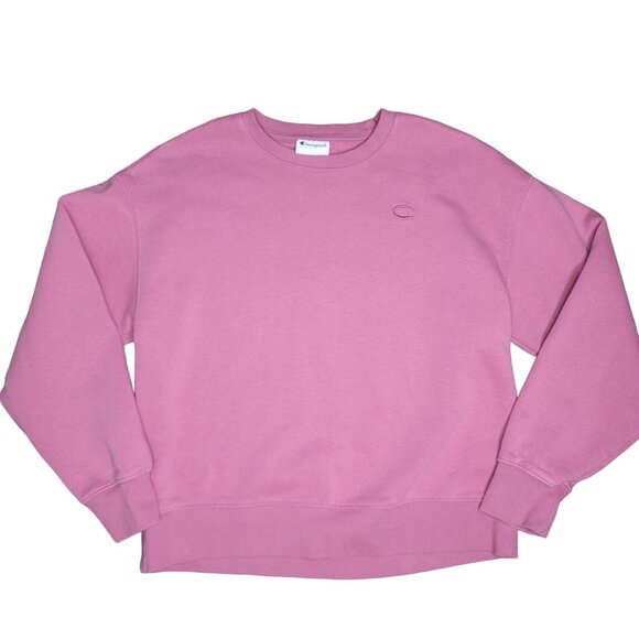 Champion Pink Crewneck Sweatshirt heavy warm winter pullover sweater size M - Picture 2 of 7